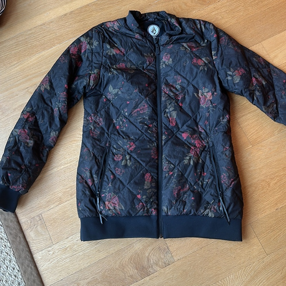 Volcom Casco Down Puff Packable Jacket Black Flor… - image 3